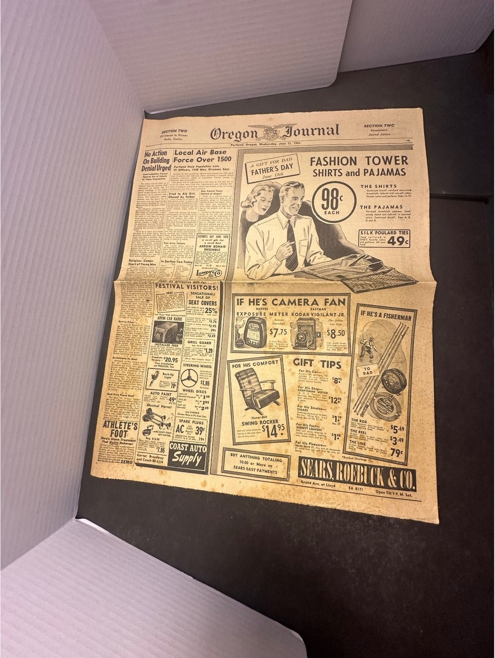 1941 Oregon Journal Newspaper Portland OR June 11 Sears Ads Movies WWII